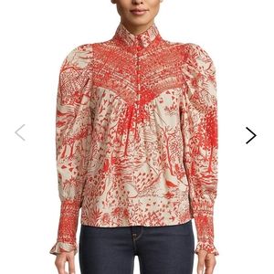 SOLD - NWT - Tracy Reese Hope for Flowers Smocked Blouse in Toile Print